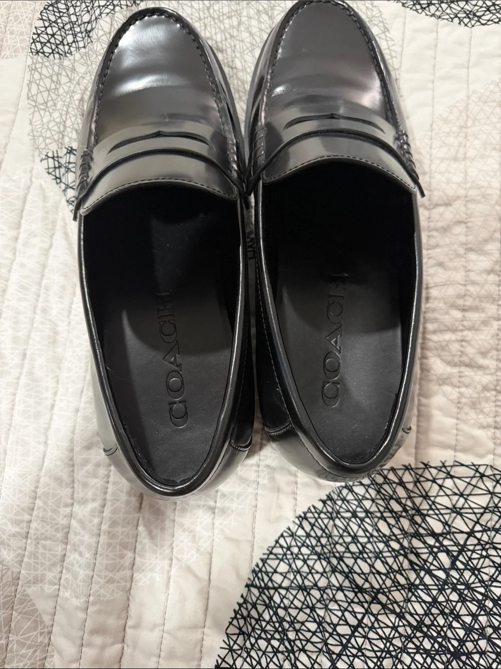Coach Men's Black Leather Penny Loafers